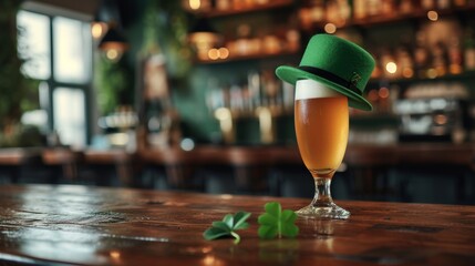 St. Patrick's Day Beer with Leprechaun Hat