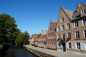 Obraz premium Landscape of Bruges town and canal - Belgium