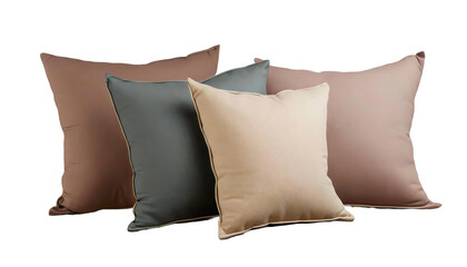 sofa cushion or pillow styles for interior decoration furniture cutouts, precise isolated on transparent png background