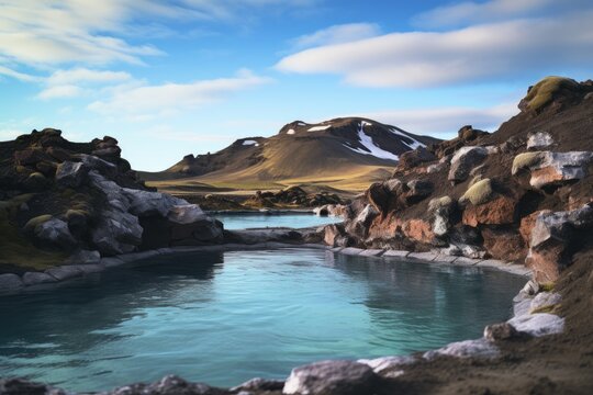 Relaxing in the natural hot springs of Iceland.