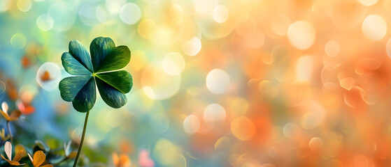 Four Leaf Clover in Front of Blurry Background