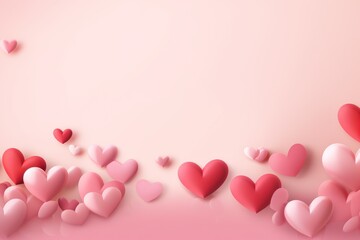 Romantic Dreamscape Illustration of Hearts on a Soft Pink Canvas