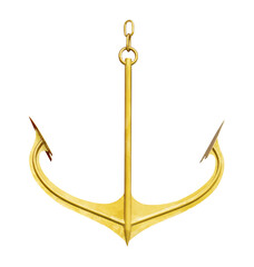 Gold color anchor isolated