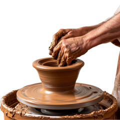 Person Creating a Clay Vase With Hands in a Pottery Studio