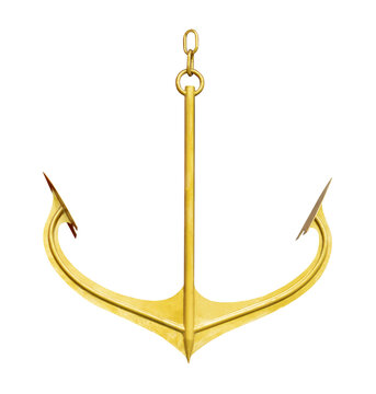 Gold color anchor isolated