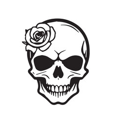 Monochrome logo skull with rose