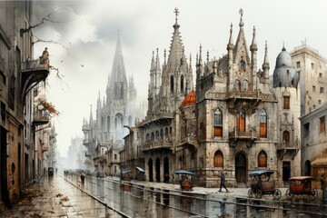 Admiring the architecture of Barcelona, Spain. - obrazy, fototapety, plakaty
