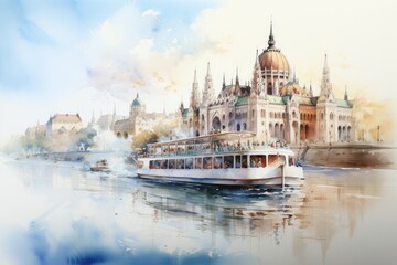 Obraz premium Cruising the Danube River through Eastern Europe.