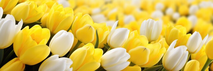 close up of yellow tulips - obrazy, fototapety, plakaty