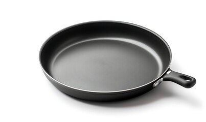 Empty black frying pan isolated on white background with clipping path. Top view.