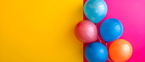 Fototapeta na wymiar Balloons on Yellow and Pink Background