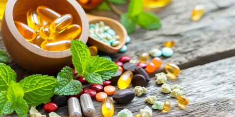 Obraz na płótnie Canvas Natural vitamin pills, Alternative medicine