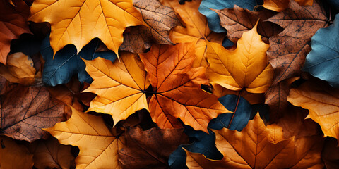 Autumn leaves wallpaper with orange and brown colors.AI Generative