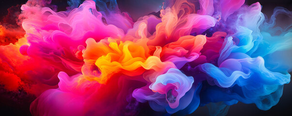 Obraz premium Cosmic Eruption: Multicolored Neon Ink and Smoke in 3D Space