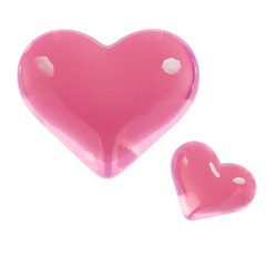 3D Glossy Pink Heart Logo PNG
