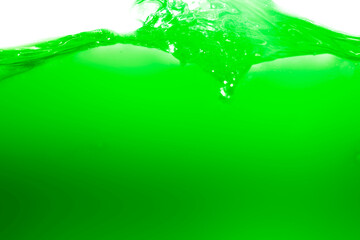 Clean water green with water droplets and waves