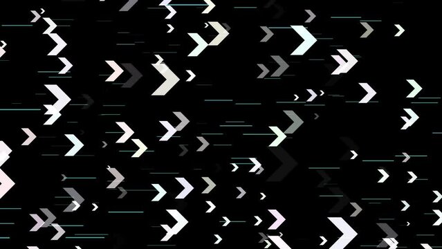 directional chevrons animated chevrons on a balk Screen, white color 4k