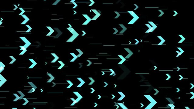directional chevrons animated chevrons on a balk Screen, blue color 4k
