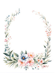 Fototapeta na wymiar watercolor-minimalist-floral-frame-on-a-pure-white-background-bursts-of-vivid-colors-for-a-charming