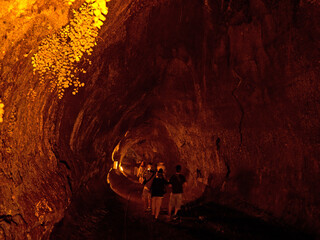 Walking Inside Nahuku Thurston Lava Tube in in Hawaii Volcanoes National Park