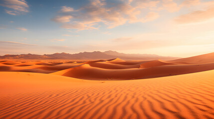 Fototapeta na wymiar The desert landscape stretches endlessly under the scorching sun