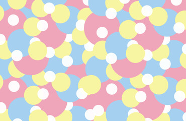 Circle shape and form. Overlap circle vector pattern. Polka dots pattern. Abstract vector. Simplicity. Backdrop. Gift wrap. Postcard. Graphic design.  Multicolour. Fabric. Pastel. Bubble. Decorative.