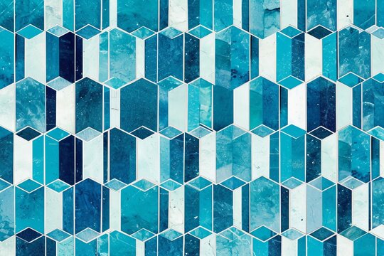 Seamless pattern blue pool mosaic