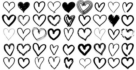 Fototapeta premium Heart doodles set. Hand drawn hearts collection. Romance and love illustrations. Valentine's day.