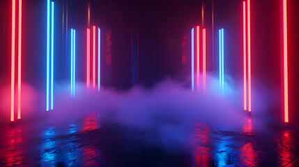 Abstract scene with neon lights. Futuristic background