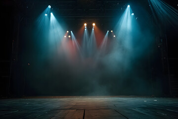 Stage Spotlight with Laser rays. Stage lights, Stage lighting, Stage Scene, Stage Background