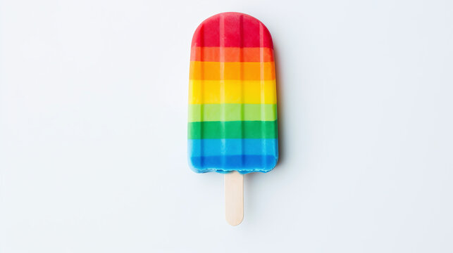 Multicolor cold summer fruit popsicles isolated on a white color background