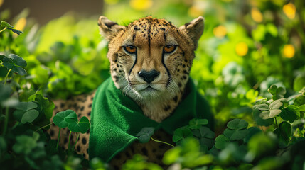 Cheetah on green background for St. Patrick's Day Festivities.