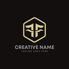 Letter FF initial hexagon monogram logo design