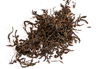 Fermented Chamaenerion angustifolium leaves on a white background;