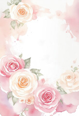Obraz na płótnie Canvas watercolor rose floral wedding invitation template