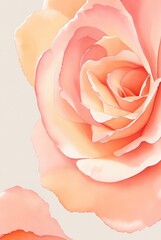 Peach fuzz color rose watercolor  for wedding invitation