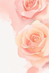 Peach fuzz color rose watercolor  for wedding invitation
