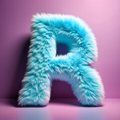 Fluffy textured "R", monotonous background, alphabet