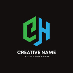 Fototapeta premium Letter CH initial hexagon monogram logo design