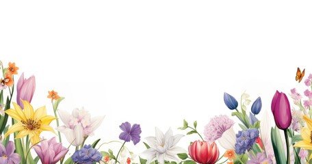 Obraz na płótnie Canvas spring border with flowers