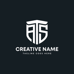 ATS creative letter shield logo design vector icon illustration