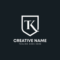 TK creative letter shield logo design vector icon illustration