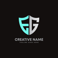 EG creative letter shield logo design vector icon illustration