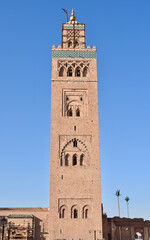 Fototapeta na wymiar Koutoubia Mosque Minaret Portrait, Marrakech, Morocco