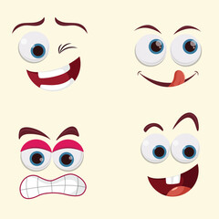 Vector illustration Different funny emotions faces editable template