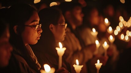 Candlelight Vigil- Capturing the Reverence and Unity of Good Friday - obrazy, fototapety, plakaty