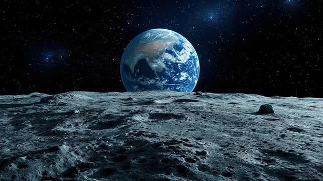 blue earth seen from the moon surface © Dianne