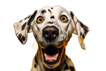 Shocked looking dog on a transparent background