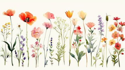 Watercolor Botanical flowers