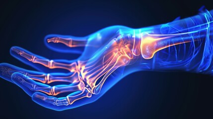 Wrist Pain, Hand X-ray Anatomy, Highlight Bones and Potential injuries